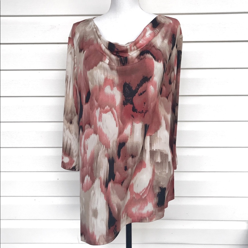 •ROZ & ALI• NWOT Asymmetrical Cowl Neck Tunic